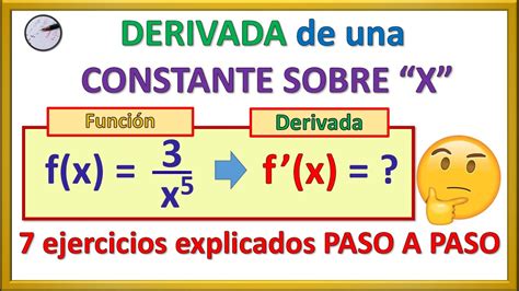🔴 derivada de una constante sobre x reglas de derivaciÓn curso de derivadas clase 2 youtube