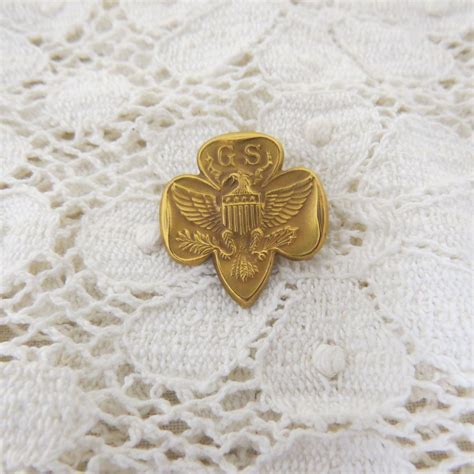 Vintage Trefoil Girl Scout Pin Gold Filled 4 Star Etsy Vintage
