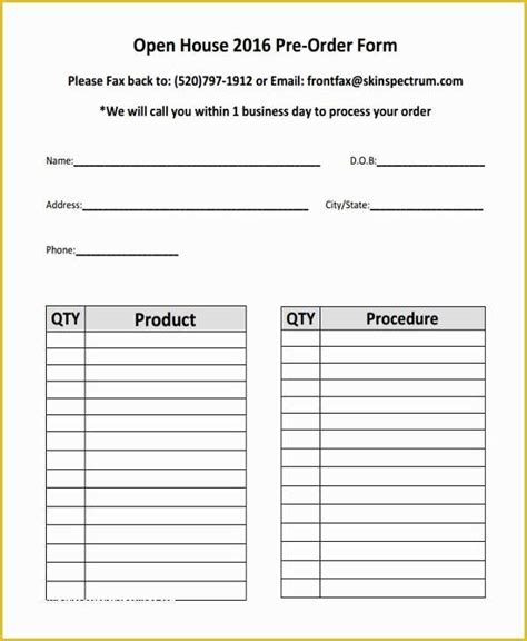 Free Online Order Form Template Of 9 Product Order Forms Free Samples