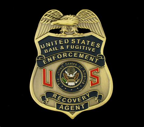 Us Bail Enforcement And Fugitive Recovery Agent Badge Solid Copper Repli