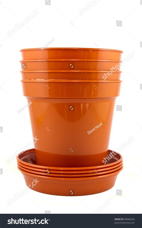 Stack Plant Pots Stack Terracotta Colored Stock Photo 90660226