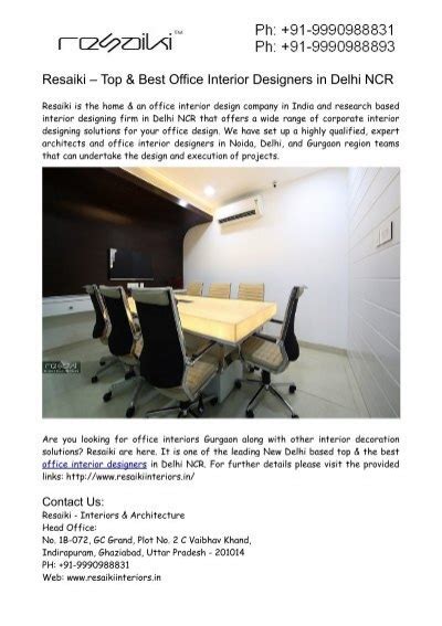 Resaiki Top And Best Office Interior Designers In Gurgaon