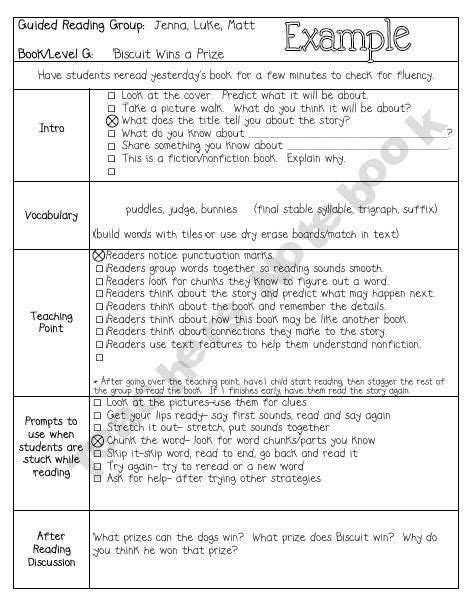 Small Group Guided Reading Lesson Plans Level A N 1 23 Guided