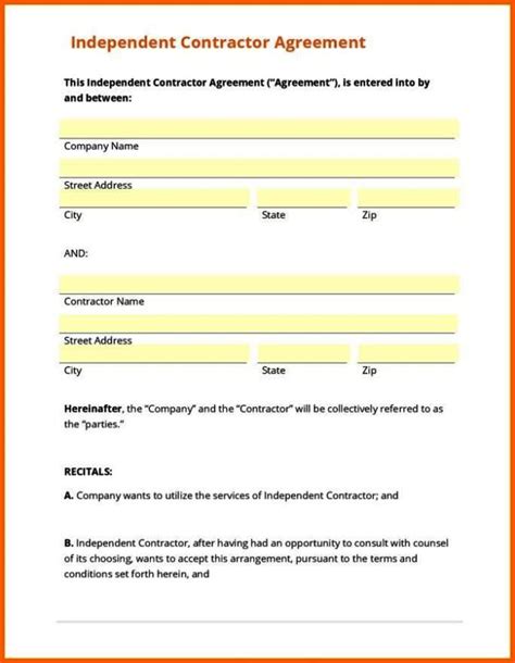 Independent Consultant Contract Template Sampletemplatess