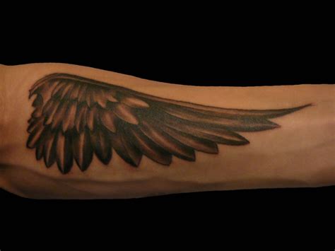 For the latter, it will have a date inscribed just at the bottom of the cross. Angel wing | Forearm tattoos, Bird tattoos arm, Tattoos ...