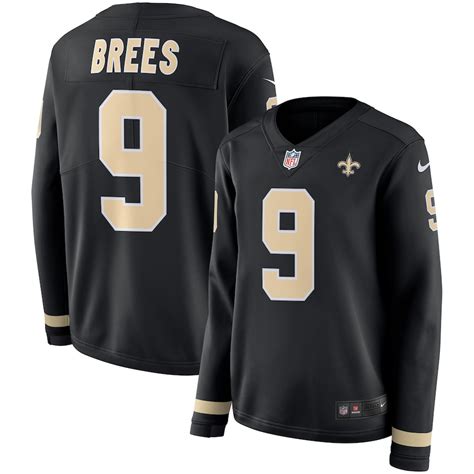 Drew Brees New Orleans Saints Womens Black Therma Long Sleeve Jersey