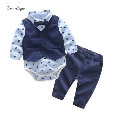3pcs Baby Boy Clothes Sets Gentleman Suit Baby Rompers Vest Casual