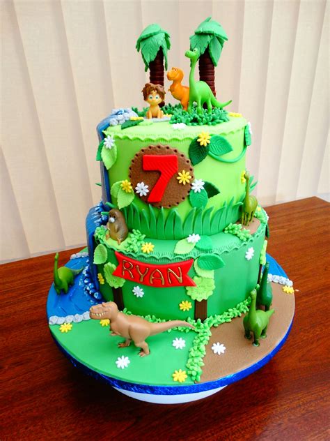 The Good Dinosaur Theme Xmcx 2 Tier Birthday Cakes Dinosaur Birthday