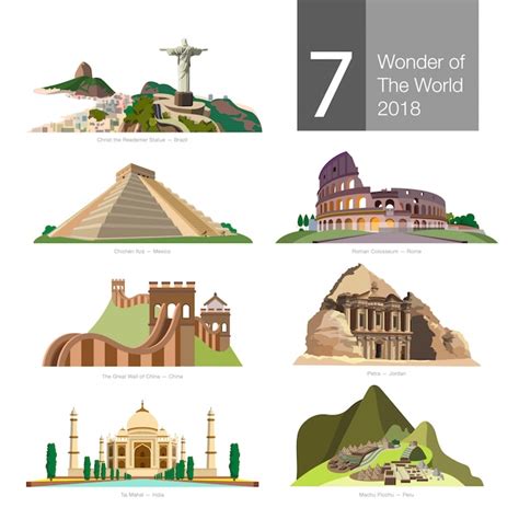 Premium Vector Seven Wonder Of The World Vector