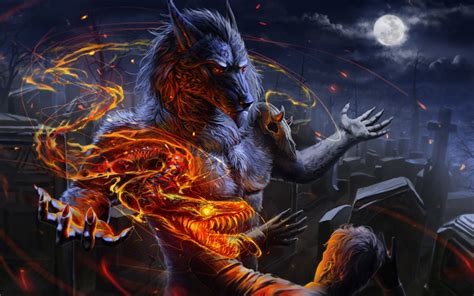 Download Wallpapers Werewolf Dragon Monsters Darkness