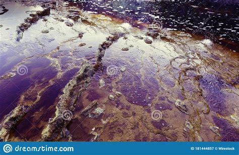 Rio Tinto River With Red Acidic And Polluted Water Due To
