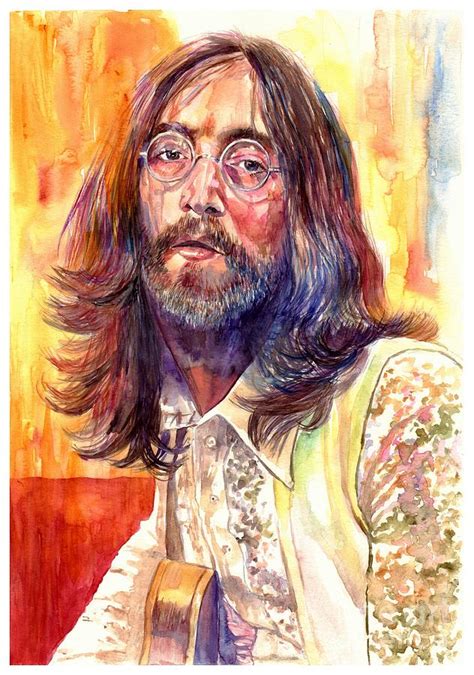 (we all shine on) (ultimate mix) (gimme some truth. John Lennon Watercolor Painting by Suzann Sines