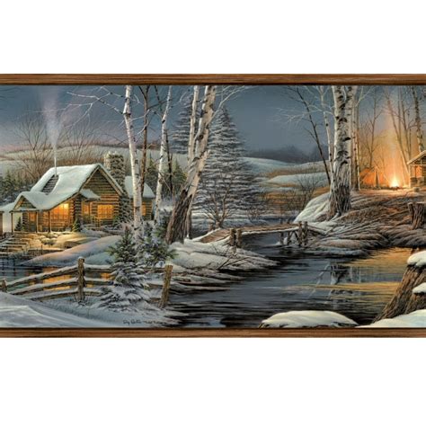 878358 Winter Cabin In The Woods Wallpaper Border Ll50012b Walmart
