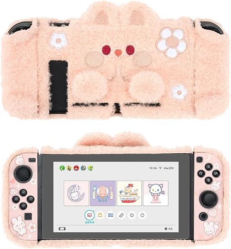 Geekshare Housse De Protection En Peluche Mignonne Compatible Avec Nintendo Switch Et Joy Con