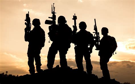 Soldier United States Army Rangers Military Sunset Silhouette Assault