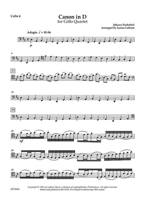 Canon In D For Cello Quartet Cello 4 Sheet Music For Cello Quartet Sheet Music Now
