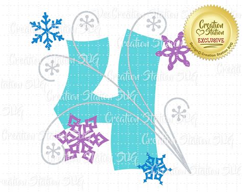 Svg 4 Frozen Snowflake Number Four Fourth 4th Birthday Cut Etsy