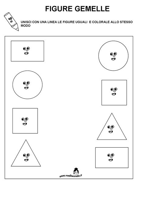 5 schede stampabili per bambini. Schede didattiche Figure geometriche per bambini di 3/4 anni