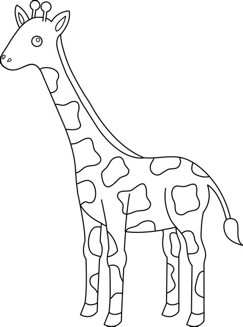 Colorable Giraffe Design Free Clip Art