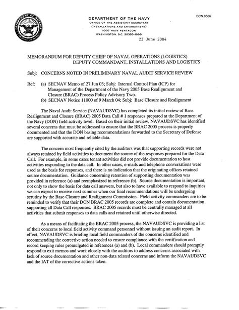 Department Of The Navy Memorandum For Deputy Chief Of Naval