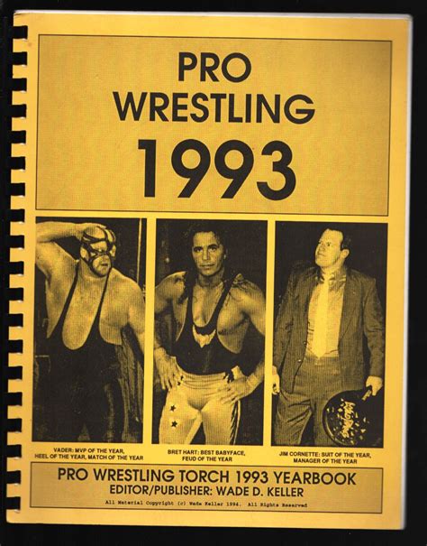 Pro Wrestling Torch Yearbook 1993 Brett Hart Jim Cornette Wrestlers
