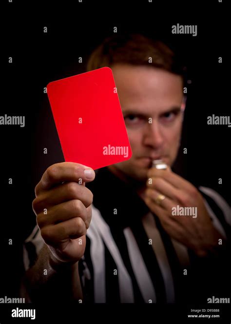 Referee Holding Red Card For Foul Concept Stock Photo Alamy