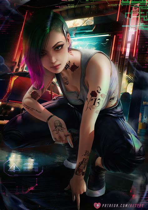 Axsens Cyberpunk 2077 Judy Alvarez Cleavage Tattoo 771358 Yande Re