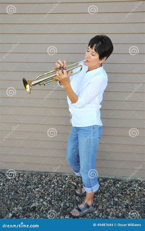 Female Trumpet Player Stock Photo Image Of Mature Beauty 49487644