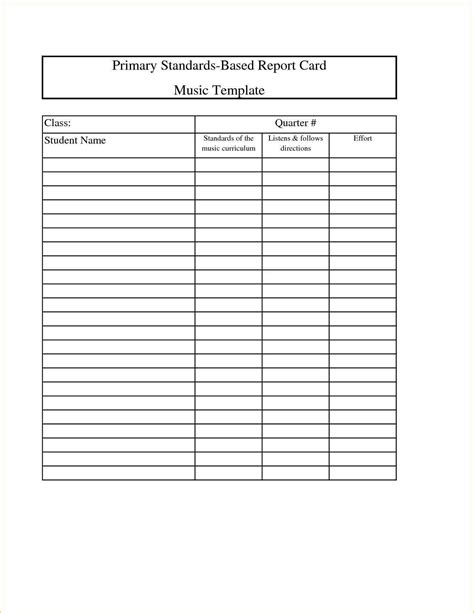 Blank Report Card Template Homeschool Cards Design Templates