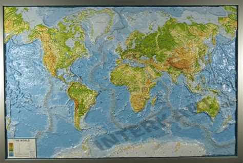 3d Relief Weltkarte Physikalisch Mit Rahmen 139 X 93cm