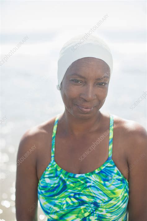Serious Woman In Bathing Suit And Cap Stock Image F0146261 Science Photo Library