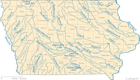 Iowa Lake Map River Map And Water Resources Lake Map River Iowa