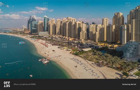 Aerial View Of The Marina Beach In Dubai Uae Stock Photo Offset