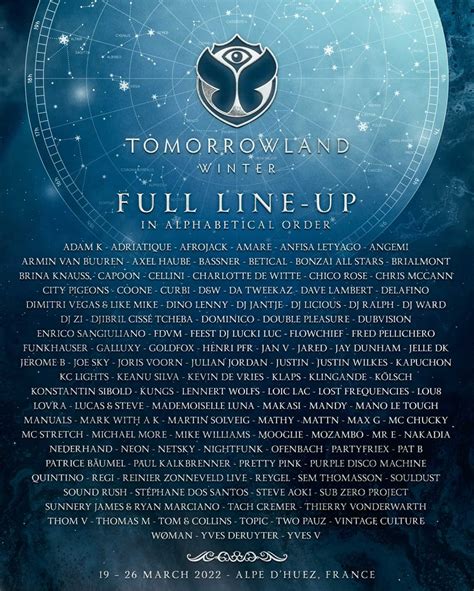 Tomorrowland Winter Anuncia El Line Up Para 2022 Festival Season