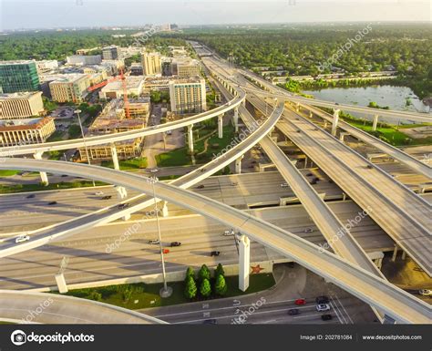 Aerial View Massive Highway Intersection Stack Interchange Elevated