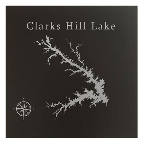 Clarks Hill Lake J Strom Thurmond Reservoir 12x12 Matte Black