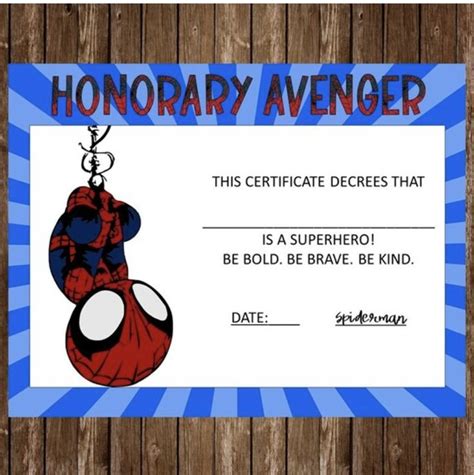 Printable Avengers Certificate Superhero Certificate Etsy Avengers