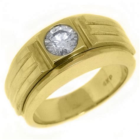 Thejewelrymaster 14k Yellow Gold Mens Solitaire Round Diamond Ring 1 Carat