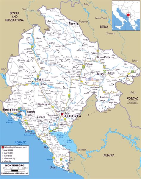 Large Road Map Of Montenegro With Cities And Airports Montenegro