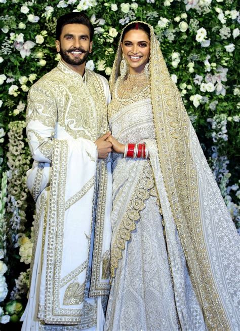 Deepika Padukone Ranveer Singh Wedding Reception Couple Goes Regal In White And Gold Colour