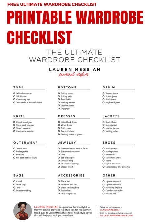 Free Checklist For The Ultimate Wardrobe Stocked With All Of The Key