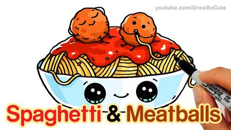 How To Draw Spaghetti And Meatballs Step By Step Easy Fun Food With