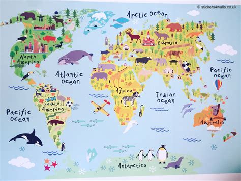 Reusable Fabric World Map Wall Sticker For Kids Map Of The Etsy