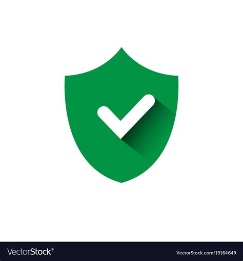 Shield With Check Mark Green Icon Protection Vector Image
