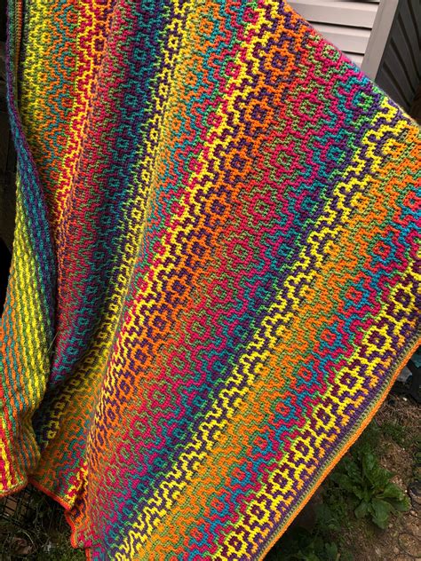 Rainbow Mosaic Blanket Crochet