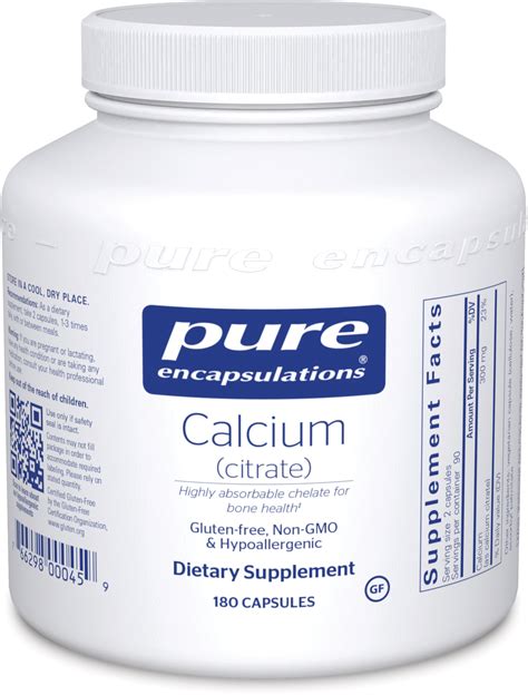 Pure Encapsulations Calcium Citrate Hypoallergenic Highly