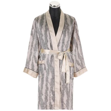 Luxury Silk Robes For Men Leopard Satin Dressing Gown For Men Long
