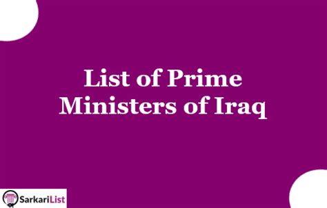 List Of Prime Ministers Of Iraq 2022 First Pm Latest Updated List