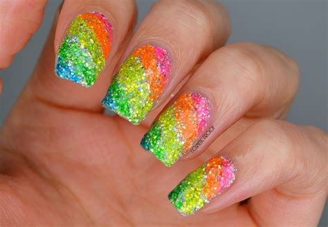 Nails Rainbow Glitter Highlighter Nails Cosmetic Proof
