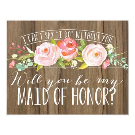 Will You Be My Maid Of Honor Bridesmaid Card Zazzle